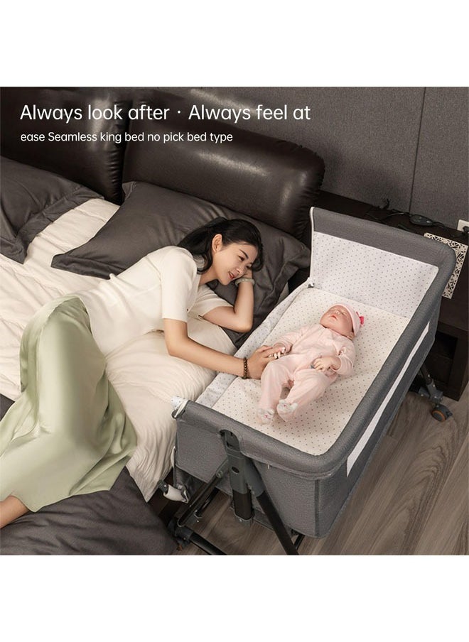 Denzoz - Baby Bassinet 3 in 1 Baby Bassinet with Storage Basket and Wheels All Mesh Bedside - Image 1