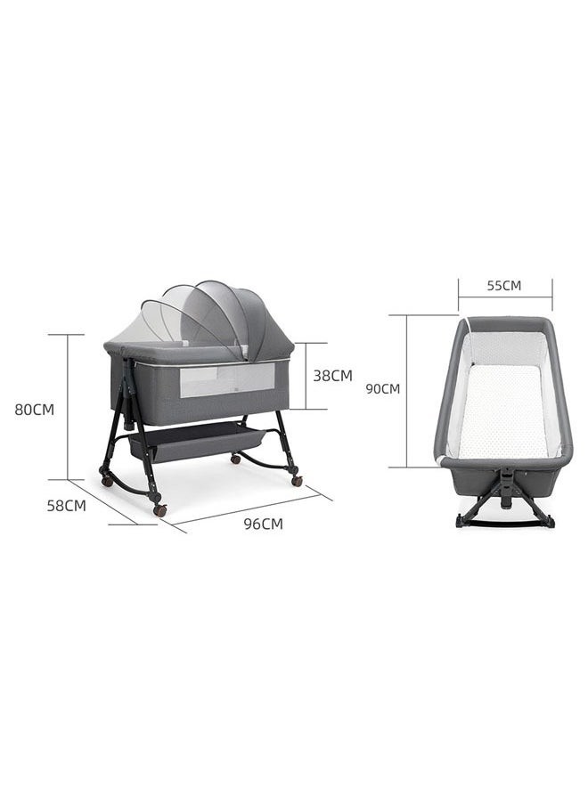 Denzoz - Baby Bassinet 3 in 1 Baby Bassinet with Storage Basket and Wheels All Mesh Bedside - Image 1
