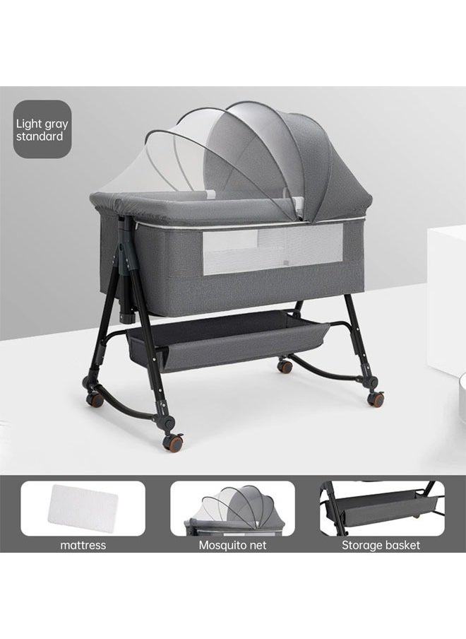 Denzoz - Baby Bassinet 3 in 1 Baby Bassinet with Storage Basket and Wheels All Mesh Bedside - Image 1