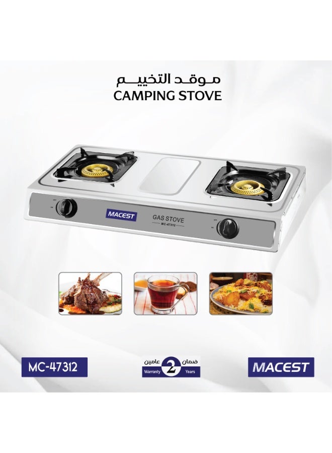 مايست موقد غاز للتخييم والرحلات من MACEST بعينين شعلة ذهبية متينة وهيكل ستانلس ستيل مضاد للصدأ مع ضمان سنتين (موديل MC-47312) - Image 1