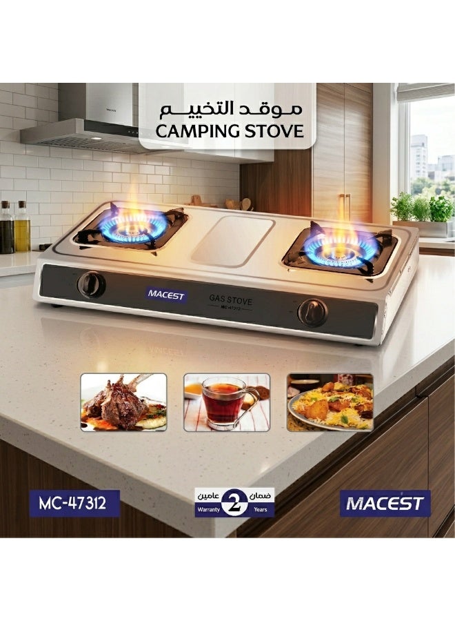 مايست موقد غاز للتخييم والرحلات من MACEST بعينين شعلة ذهبية متينة وهيكل ستانلس ستيل مضاد للصدأ مع ضمان سنتين (موديل MC-47312) - Image 2