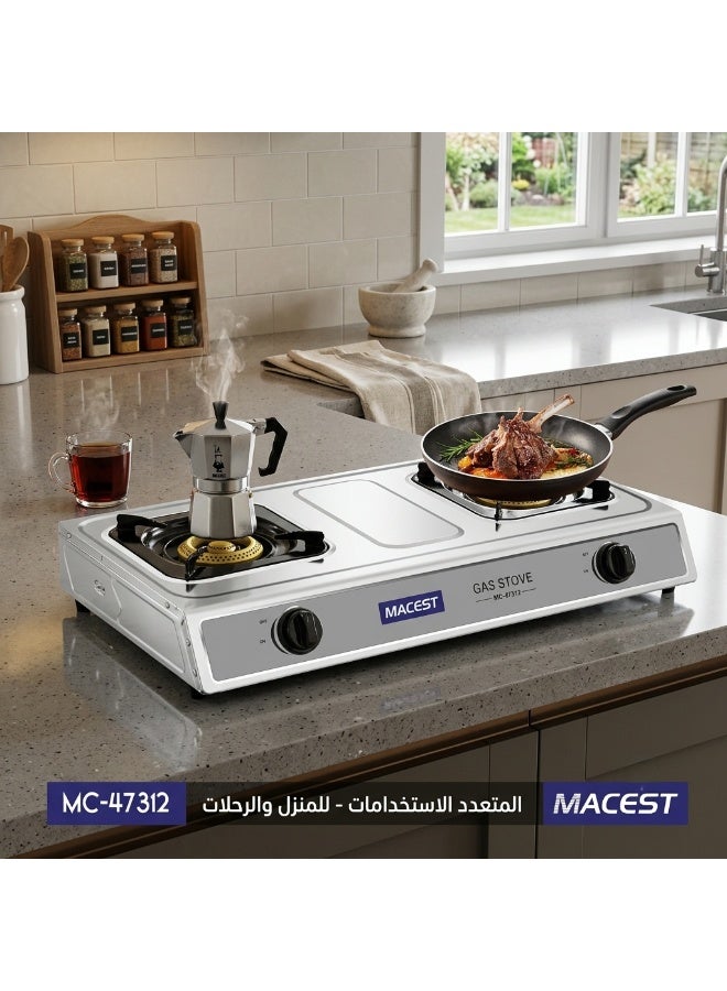 مايست موقد غاز للتخييم والرحلات من MACEST بعينين شعلة ذهبية متينة وهيكل ستانلس ستيل مضاد للصدأ مع ضمان سنتين (موديل MC-47312) - Image 3