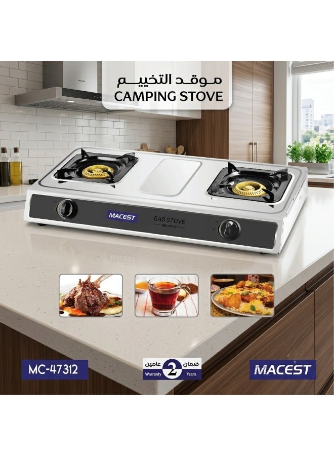 مايست موقد غاز للتخييم والرحلات من MACEST بعينين شعلة ذهبية متينة وهيكل ستانلس ستيل مضاد للصدأ مع ضمان سنتين (موديل MC-47312) - Image 4