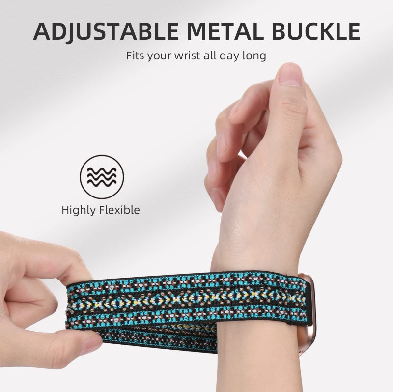 DaQin Elastic Sport Nylon Band Compatible with Fitbit Versa 2 Watch Bands Women Men, 5 Pack Adjustable Stretchy Solo Loop Wristband for Versa/Versa Lite/SE/Fitbit Versa 2 Bands Women of Smartwatch - Image 3