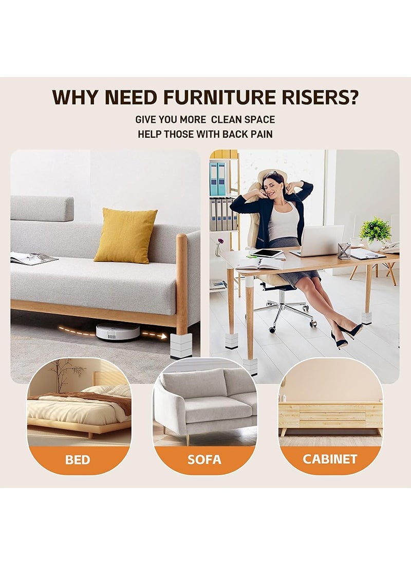 TAPIT 4PCS Furniture Bed Risers Adjustable, Durable Plastic Bed Risers Couch Risers, Anti Slip Table Leg Extenders Headboard Stopper for Sofa Desk Couch Bed (Beige)  - Image 3