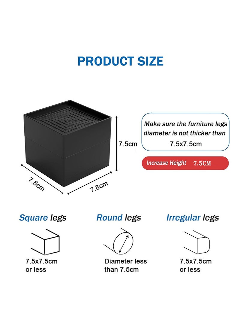 تابيت 4pcs أثاث السرير الناهض قابل للتعديل ، دائم سرير من البلاستيك الناهض الناهض أريكة الناهض ، غير زلق الجدول الساق موسع أريكة سرير رئيس المجلس سدادة ( بيج ) - Image 3