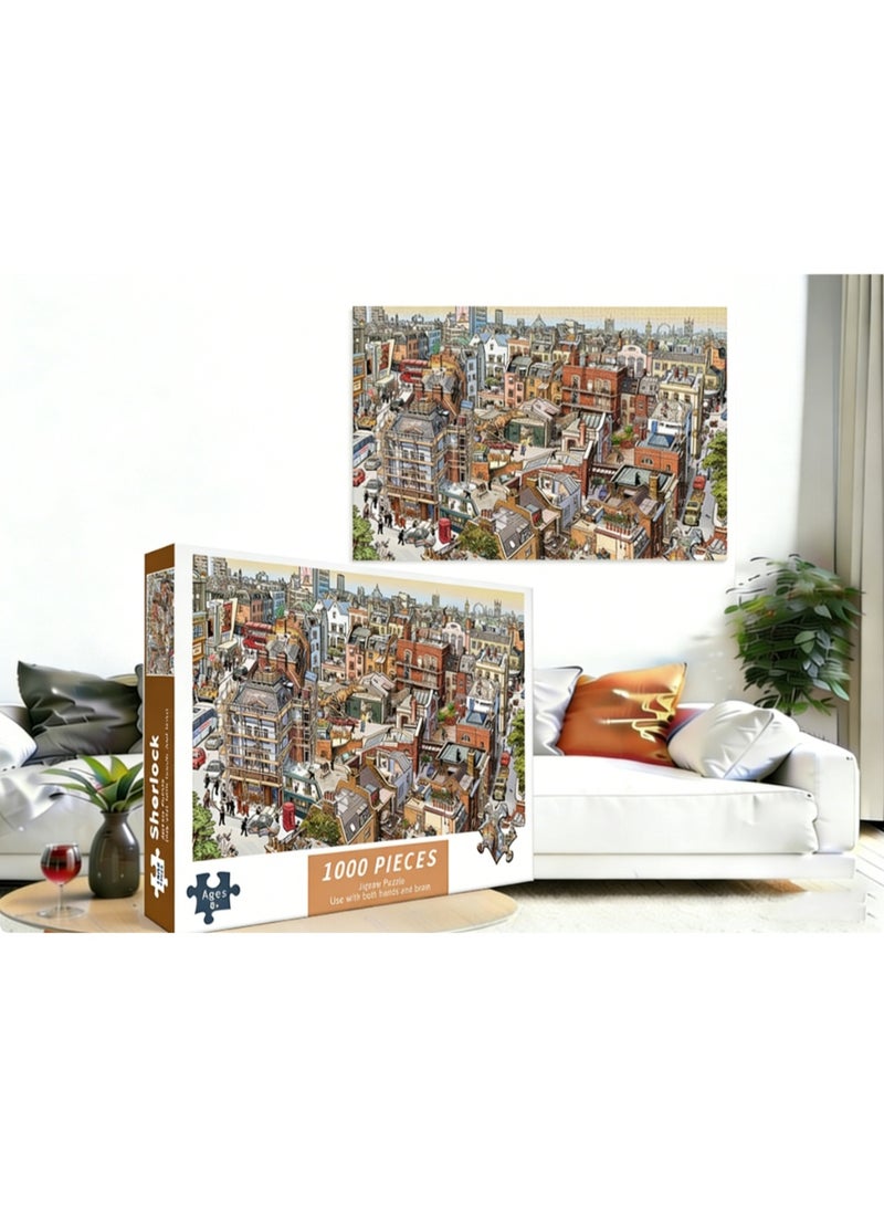 1000pcs الكبار الكرتون لغز ، الكرتون الرسم التحدي لغز ، مناسبة للأنشطة العائلية ، الليالي اللعبة ، الهدايا لتخفيف الإجهاد ، شيرلوك - Image 5