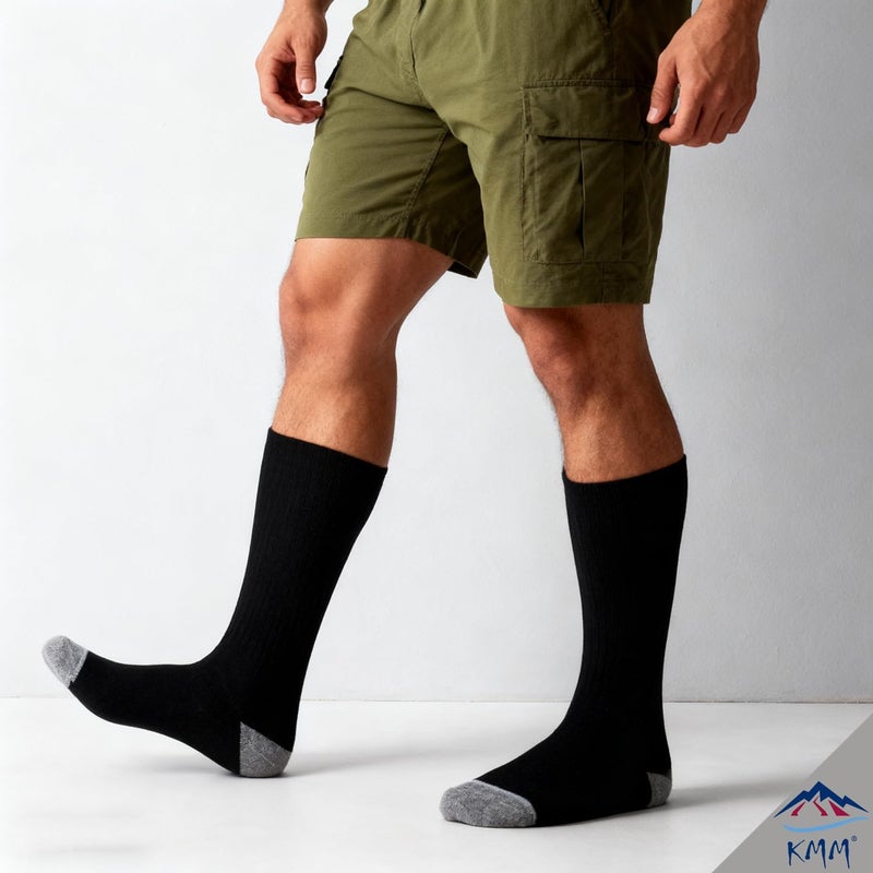 MM Men's Cotton Full Thick Cushion Crew Socks Moisture Control Heavy Duty Work Boot Warm Thermal Anti Wicking Sweat Blisters - Image 2