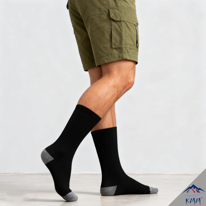 MM Men's Cotton Full Thick Cushion Crew Socks Moisture Control Heavy Duty Work Boot Warm Thermal Anti Wicking Sweat Blisters - Image 3