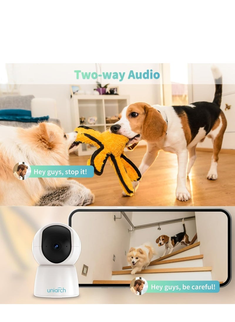 UNIARCH - Uniarch 2k Indoor Security Camera, Smart Home WiFi Indoor Camera, 3 MP Indoor PT Camera with realtime 2-way audio, Night Vision, Auto Tracking, Alarm Siren, Human Body Detection, 33ft Smart IR - Image 1