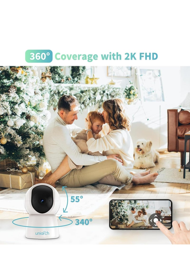 UNIARCH - Uniarch 2k Indoor Security Camera, Smart Home WiFi Indoor Camera, 3 MP Indoor PT Camera with realtime 2-way audio, Night Vision, Auto Tracking, Alarm Siren, Human Body Detection, 33ft Smart IR - Image 1