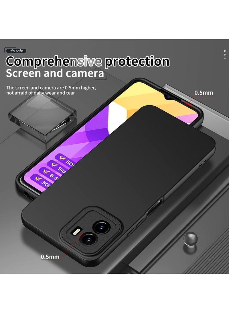 Case Cover Rubberised Matte Soft Silicone TPU with Camera Protection Flexible Back Case Cover for vivo Y15s / vivo Y15C Black - Image 2