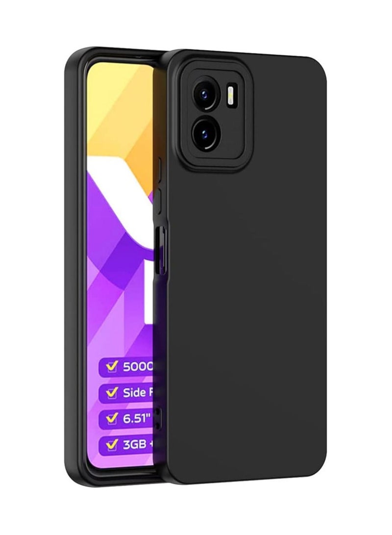 Case Cover Rubberised Matte Soft Silicone TPU with Camera Protection Flexible Back Case Cover for vivo Y15s / vivo Y15C Black - Image 1