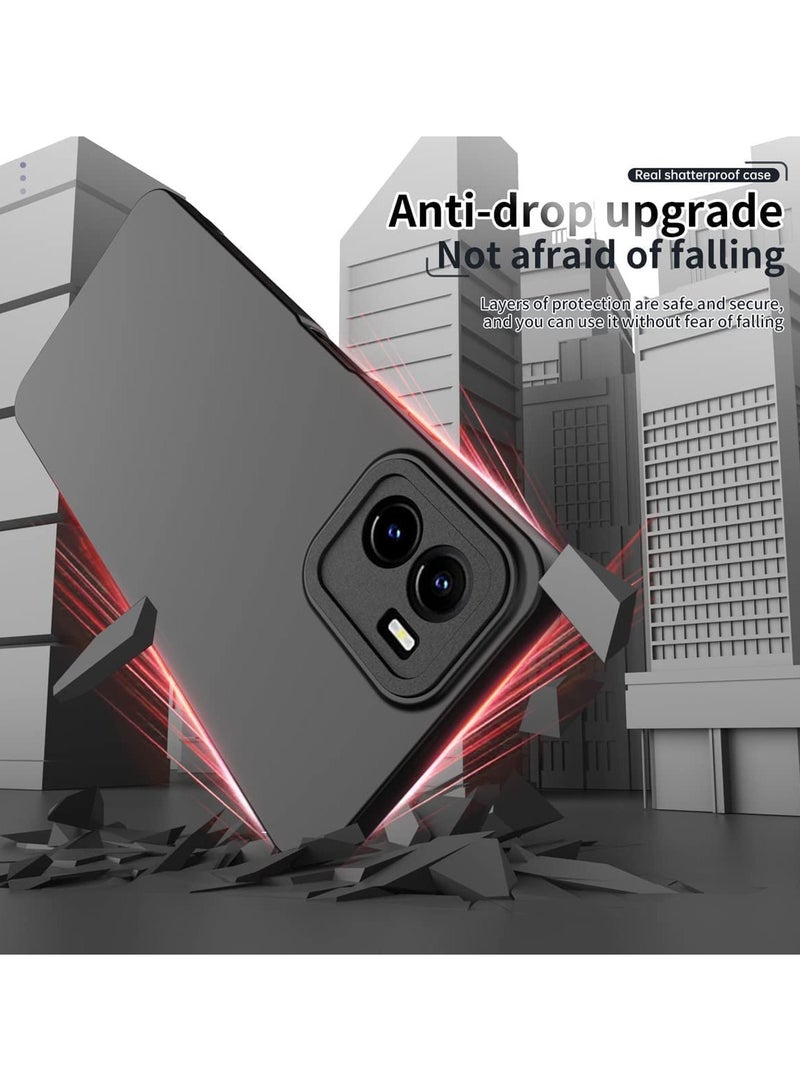 Case Cover Rubberised Matte Soft Silicone TPU with Camera Protection Flexible Back Case Cover for vivo Y15s / vivo Y15C Black - Image 3
