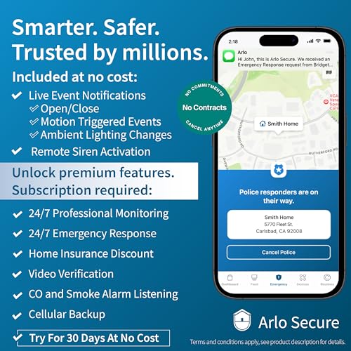 ARLO نظام أمان المنزل من أرلو - نظام إنذار مع لوحة مفاتيح سلكية ومركز استشعار، 5 8 في 1 مستشعرات ولافتة حديقة - لا حاجة لعقد - تركيب ذاتي - أبيض، SS1501 - Image 2