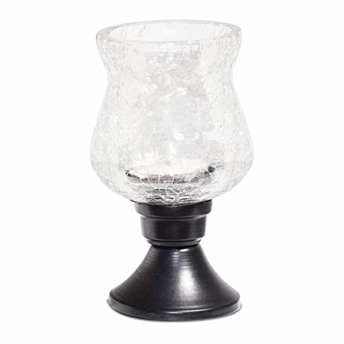 Pure Source India Crackle Glass Tealight Candle Holder - Decorative Item for Home Office Living Room (Transparent) - Image 3