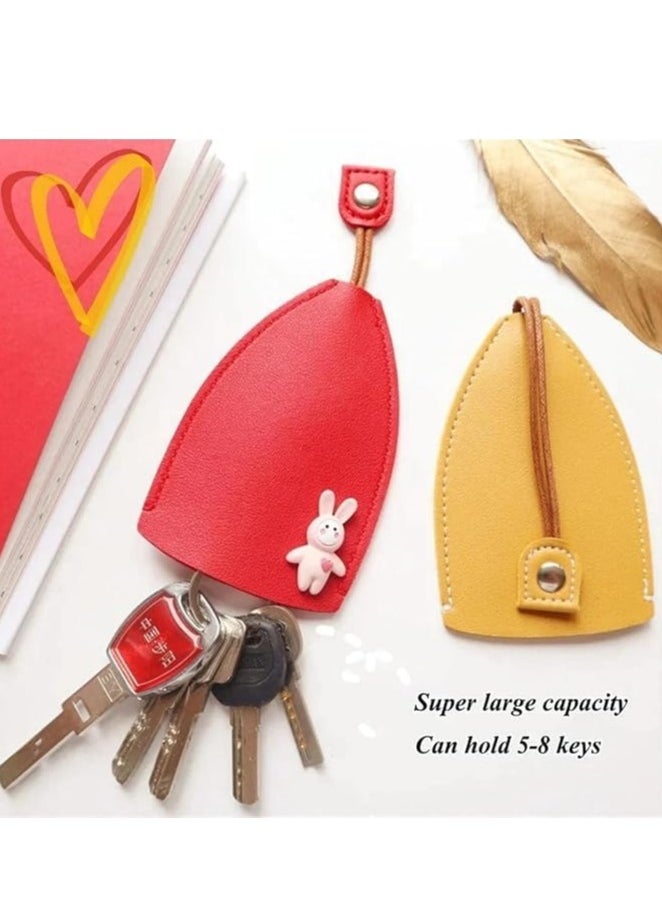 Plan A - Large Capacity Leather Key Case - Practical and Stylish Design, Fits 5-8 Keys, Durable Lanyard and Cute Decoration, Perfect for Commuting and Daily Organization - Image 1