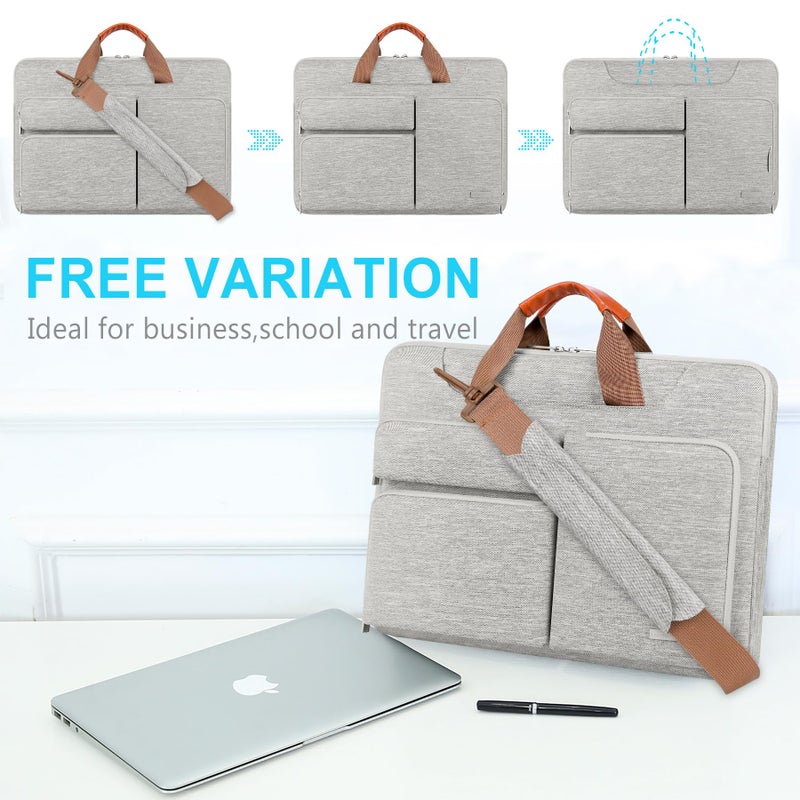 Lacdo حقيبة كتف واقية لابتوب لاكدو 360°، حقيبة لابتوب 16 بوصة لجهاز ماك بوك برو الجديد 16 بوصة M4/M3/M2/M1 برو ماكس A3403 A3186 A2991 A2780 A2485 2024-2019، لابتوب سيرفيس 15 بوصة 7 كوبايلوت + كمبيوتر شخصي، رمادي - Image 4