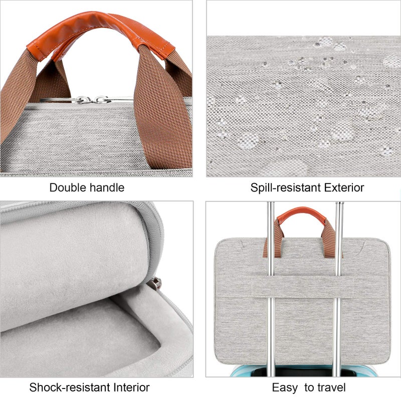 Lacdo حقيبة كتف واقية لابتوب لاكدو 360°، حقيبة لابتوب 16 بوصة لجهاز ماك بوك برو الجديد 16 بوصة M4/M3/M2/M1 برو ماكس A3403 A3186 A2991 A2780 A2485 2024-2019، لابتوب سيرفيس 15 بوصة 7 كوبايلوت + كمبيوتر شخصي، رمادي - Image 5