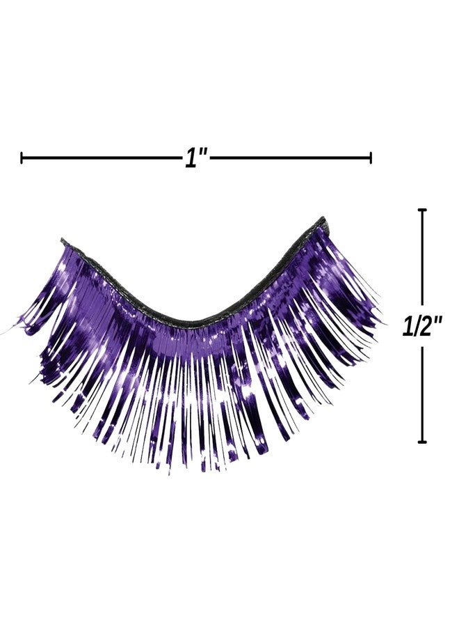 Amscan Purple Tinsel Eyelashes - 1 Pair (1/2" x 1") - Lightweight & Easy to Apply Self-Adhesive Lashes - Perfect Costume Accessory - Image 4