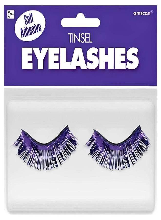 Amscan Purple Tinsel Eyelashes - 1 Pair (1/2" x 1") - Lightweight & Easy to Apply Self-Adhesive Lashes - Perfect Costume Accessory - Image 2