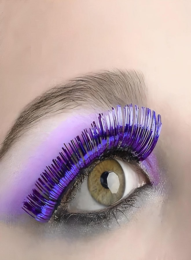 Amscan Purple Tinsel Eyelashes - 1 Pair (1/2" x 1") - Lightweight & Easy to Apply Self-Adhesive Lashes - Perfect Costume Accessory - Image 3