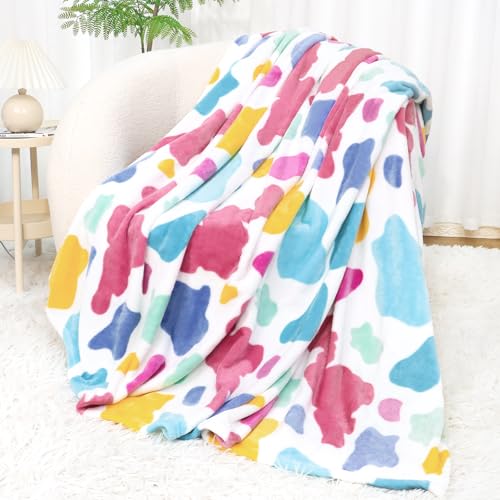 SEEGU Rainbow Throw Blanket for Girls, Soft Cozy Fleece Blanket for Bed Couch Easter Living Room Home Decor, Colorful Birthday Gifts for Kids Toddlers Women, 50"x60" - Image 1