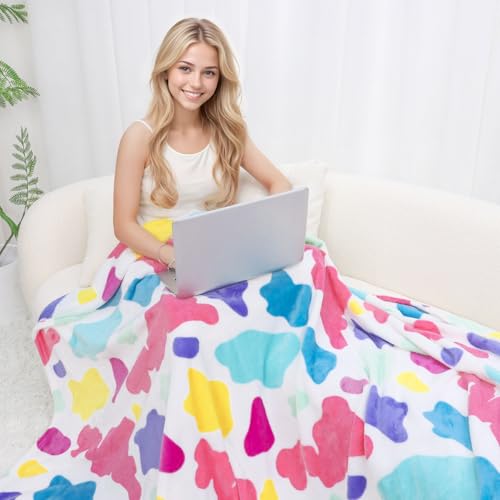 SEEGU Rainbow Throw Blanket for Girls, Soft Cozy Fleece Blanket for Bed Couch Easter Living Room Home Decor, Colorful Birthday Gifts for Kids Toddlers Women, 50"x60" - Image 2