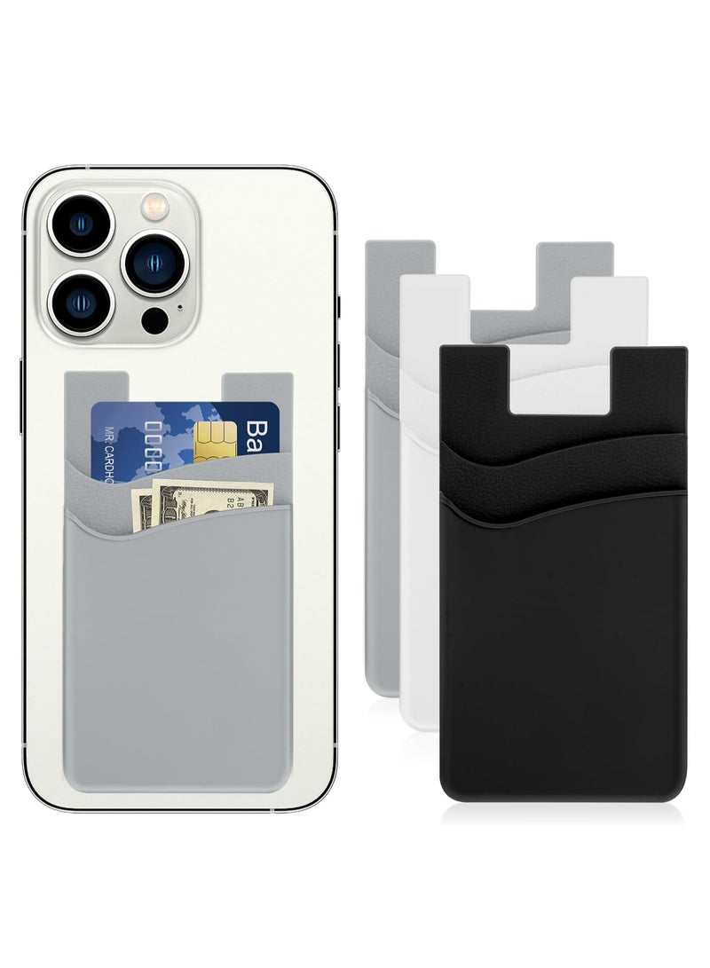 أوزيغالور 3 قطع حامل بطاقة هاتف، جيب هاتف، محفظة هاتف، محفظة هاتف لاصقة، حامل بطاقة لظهر الهاتف. - Image 1