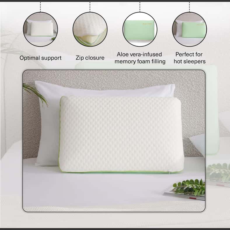 Pan Home Aloe Vera Infused Memory Foam Pillow 40x60x13cm - Green - Image 5