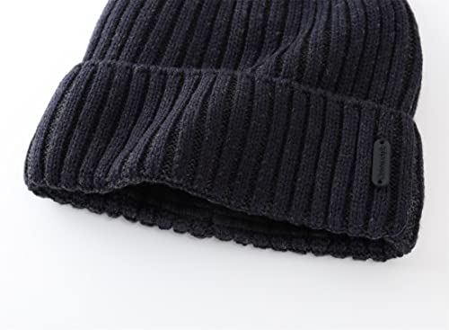 Connectyle Outdoor Classic Bassic Men 's Warm Winter Hats Thick Knit Long Cuff Beanie Cap with Lining, 55 60cm, Navy Blue - Image 4