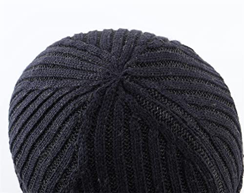 Connectyle Outdoor Classic Bassic Men 's Warm Winter Hats Thick Knit Long Cuff Beanie Cap with Lining, 55 60cm, Navy Blue - Image 3