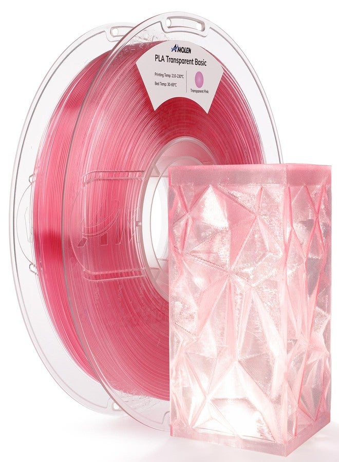 AMOLEN 3D Printer Filament Crystal PLA Transparent 1.75mm, Crystal Pink Clear Printing, Low Warping & No-Bubbles, Dimensional Accuracy +/- 0.02 mm, Fits Most FDM 3D Printers, 1kg Spool(2.2lbs) - Image 1