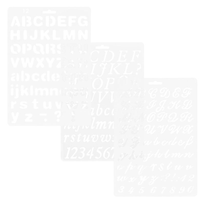 3Pcs Hollow Lettering Stencils for Painting DIY Alphabet Number Templates Crafts Wall Art Home Decor - Image 2
