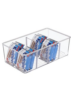 Excefore Food Storage Organizer Bins, Clear Plastic Storage Bins for Pantry, Kitchen, Fridge, and Cabinet Organization, 2 Compartment Holder for Packets, Snacks, Pouches  - Image 1