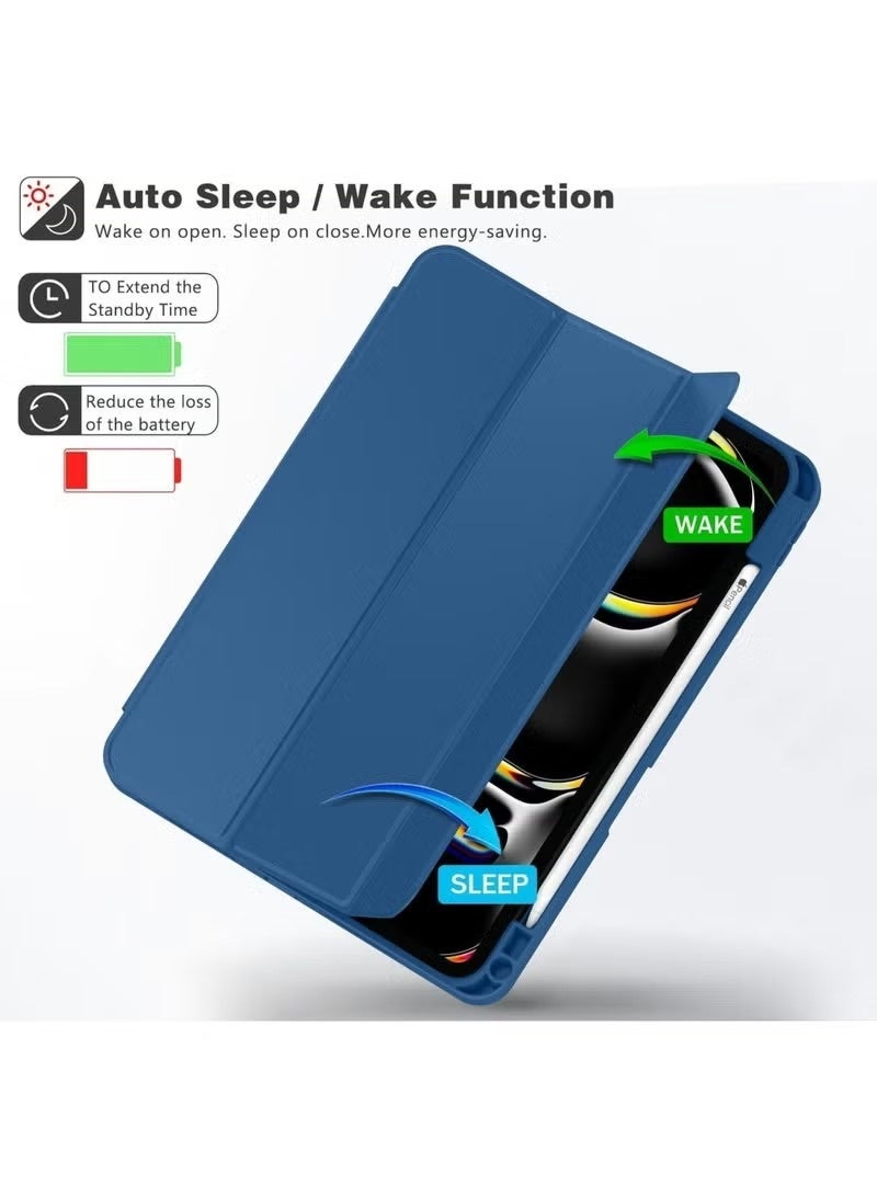 ACLIX iPad Pro 11 inch Case 2024 (M4, 5th Gen) with Pencil Holder – Slim Smart Magnetic Cover Supports USB-C Pencil, Auto Sleep/Wake, Touch ID, Trifold Stand Protective Case (Navy Blue) - Image 5