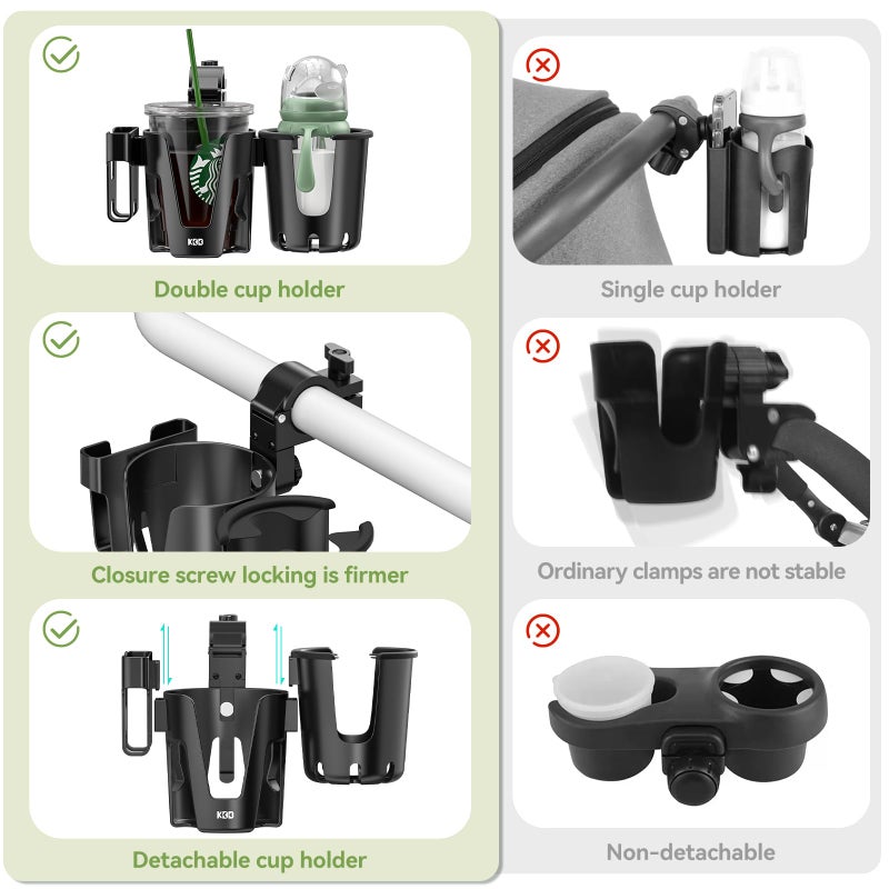 KDD Stroller Cup Holder with Phone Holder, 3-in-1 Removable Bottle Holder, 360 Degrees Rotation Drink Holder for Wheelchair, Stroller, Bike, Walker, Scooter, Bicycle, Uppababy, Bugaboo, Britax - Image 4