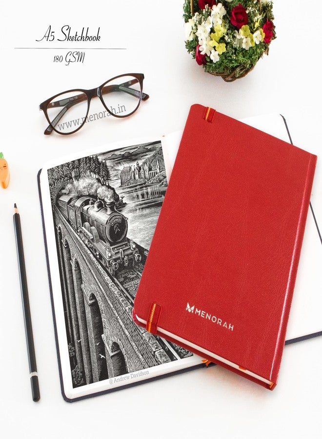 MENORAH Paper-Sketchbook For Artist-A5-180 Gsm-Watercolor Drawing Book-180Gsm(Red,Portrait)-Handcrafted With Love Mother'S Day - Image 5