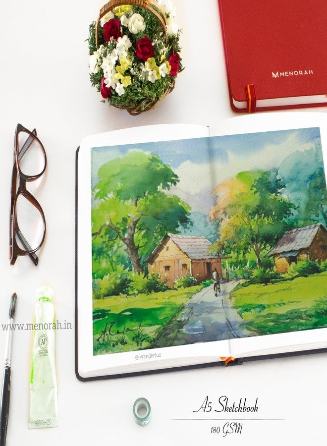 MENORAH Paper-Sketchbook For Artist-A5-180 Gsm-Watercolor Drawing Book-180Gsm(Red,Portrait)-Handcrafted With Love Mother'S Day - Image 4