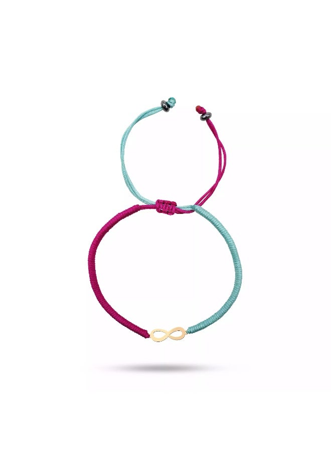 سوار روبي آرت الذهبي عيار 18 قيراطًا من الذهب الخالص للنساء، سوار ذهبي منسوج بلونين بتصميم لانهائي - 0.16 جرام