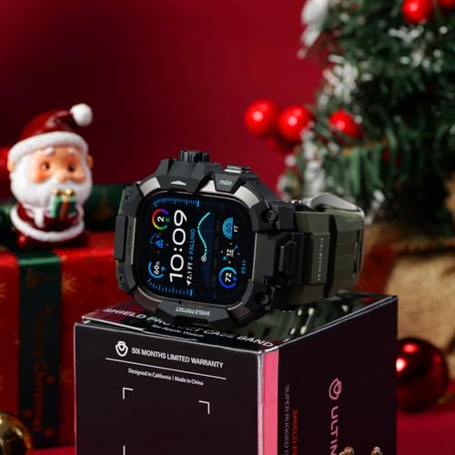 ULTIMAL Rugged Case with Band for Apple Watch 49mm,Compatible with Apple Watch Ultra 3/2/1, Military Grade Shockproof Bumper Cover for iWatch Tactical Band Men (49mm,Army Green) - Image 2