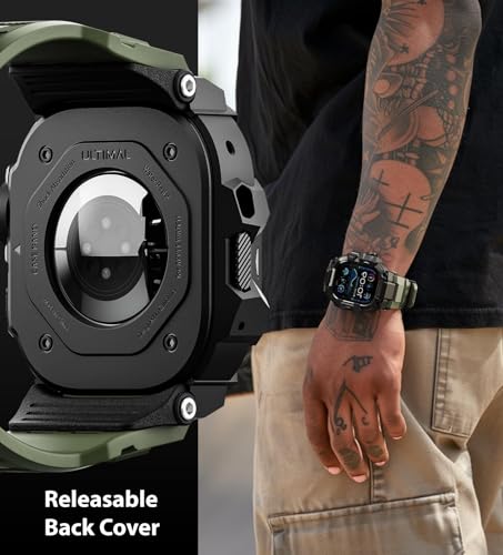 ULTIMAL Rugged Case with Band for Apple Watch 49mm,Compatible with Apple Watch Ultra 3/2/1, Military Grade Shockproof Bumper Cover for iWatch Tactical Band Men (49mm,Army Green) - Image 5