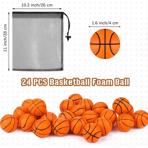 Aodaer 24 Pack Mini Basketball Stress Balls with Drawstring Mesh Bag Fidget Toys for Adults Soft Foam Balls for Sports Party Favor Gifts - Image 5