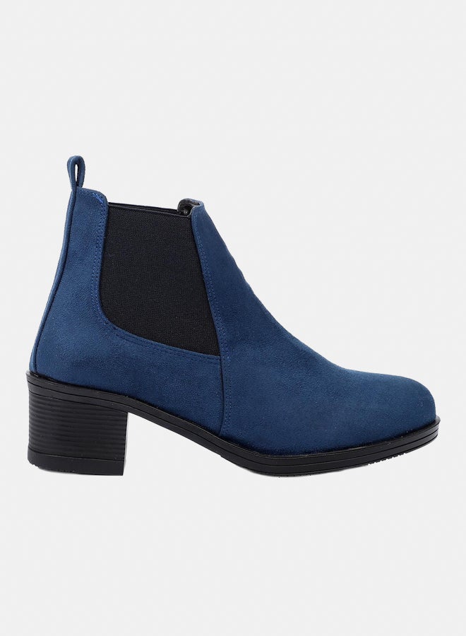 XO Style Leather Ankle Boot -1217 Navy 5CM - Image 2