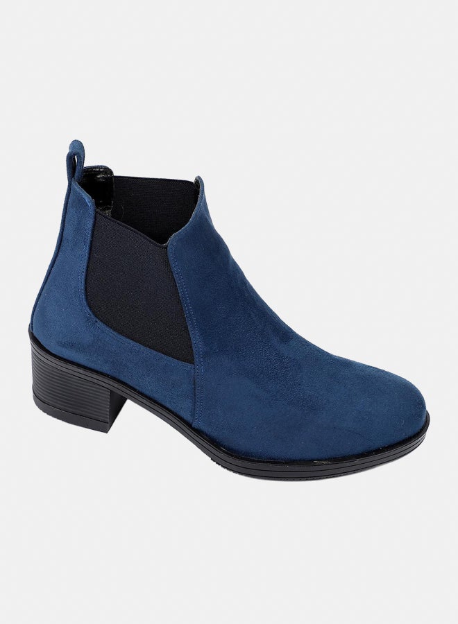XO Style Leather Ankle Boot -1217 Navy 5CM - Image 1