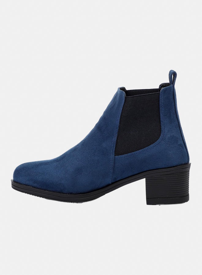 XO Style Leather Ankle Boot -1217 Navy 5CM - Image 3