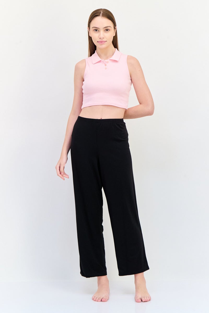 yummie Women Plain Pull On Pajama Pants, Black - Image 3
