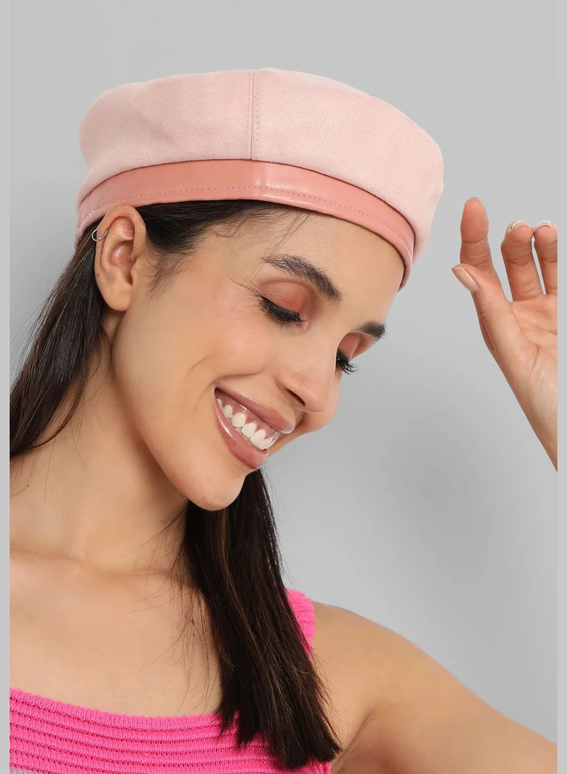 Haute Sauce Casual Solid Suede Beret Cap For Women