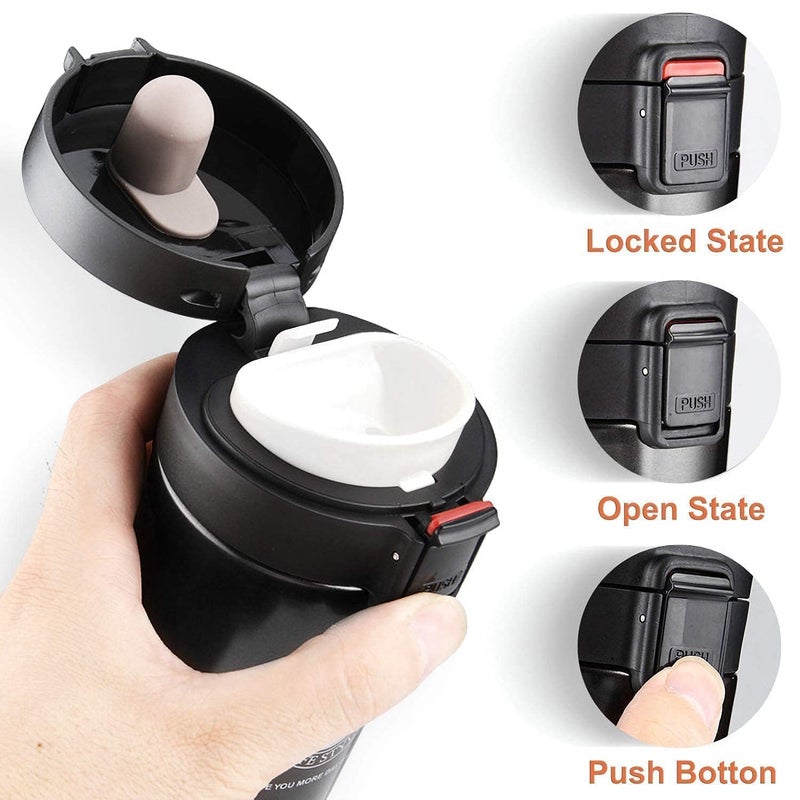 METALIYA METALIYA Coffee Mug Double Wall Stainless Steel Tumbler Vacuum Flask Bottle Thermo Tea Mug Travel Mug 500ML Tumbler with Flip Lid Mesh Filter Hot and Cold for 6 Hours  - Image 4