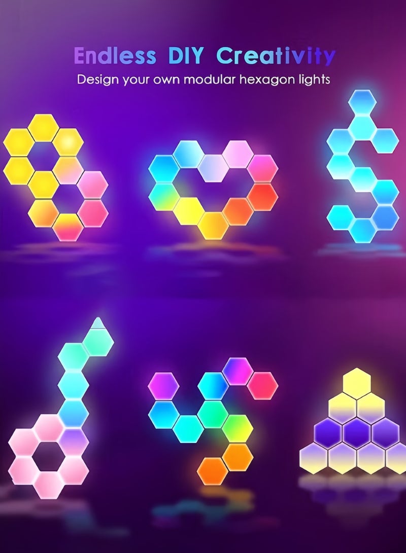 6 قطع من لوحات الإضاءة السداسية، مصباح حائط سداسي LED بإيقاع موسيقي، 5 فولت USB WiFi APP ضوء ليلي للديكور المنزلي الداخلي DIY - Image 5